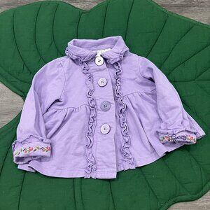 Vintage Guess 18M Purple Embroidered Ruffle Cardigan